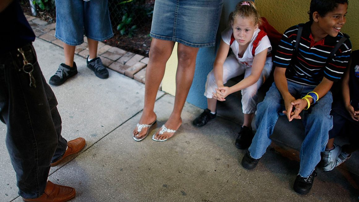 feature-cj-homeless | Photo: A homeless family in Miami, Florida; Joe Raedle/Getty