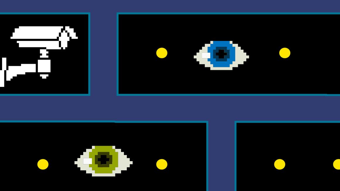 An illustration of a surveillance camera in the style of Pacman | Illustration: iStock