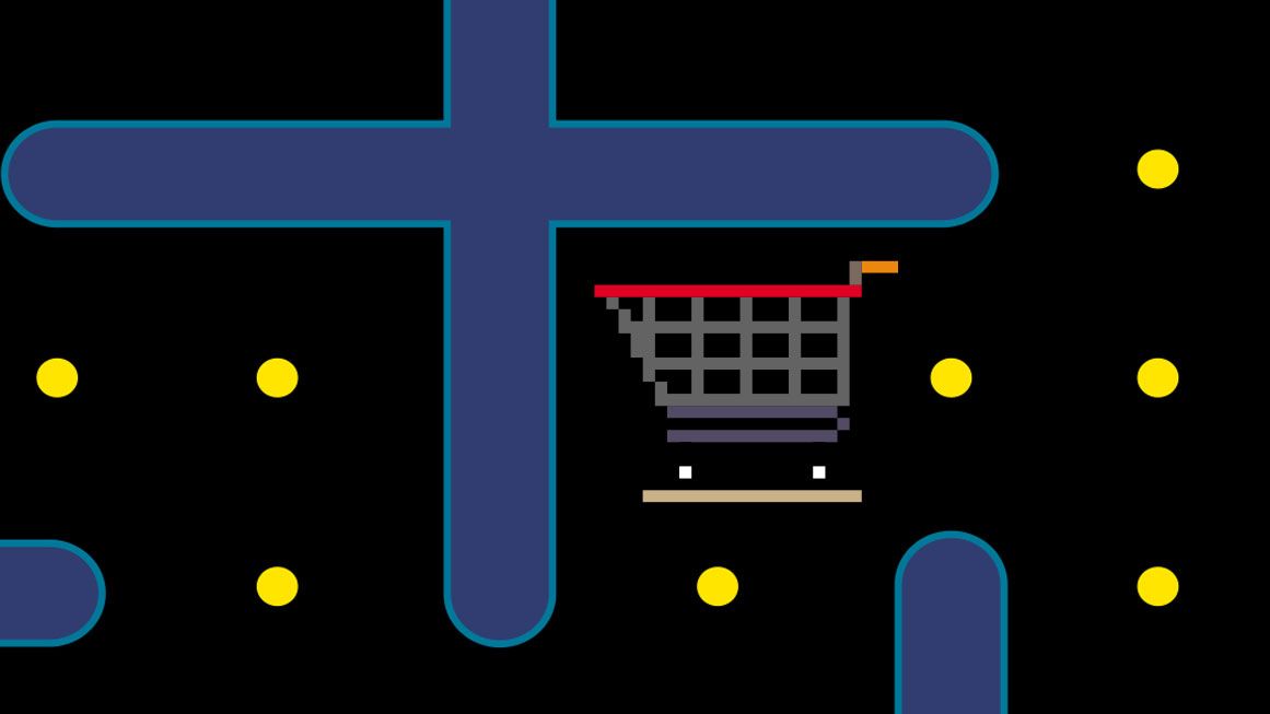 An illustration of a shopping cart in the style of Pacman | Illustration: iStock