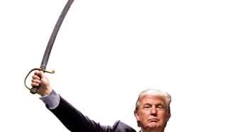 Large image on homepages | Trump: Gage Skidmore, sword: Difydave/iStock. Illustration: Joanna Andreasson