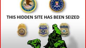 Large image on homepages | The DOJ places a seizure notices on the front pages of hidden websites.
