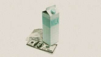 dairy-subsidy-litigation | Illustration: Isaac Reese; Source Images: Draftmode/Dreamstime; Phive2015/Dreamstime