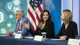 Michigan Governor Gretchen Whitmer at a meeting with President Joe Biden on March 9, 2022