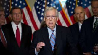 Senate Minority Leader Mitch McConnell speaks at a press conference on June 14, 2022. | CNP/AdMedia/Newscom