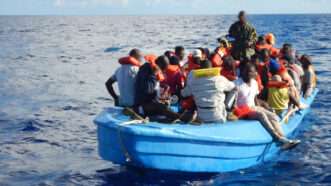 A group of Haitians on a boat near Turks and Caicos Islands