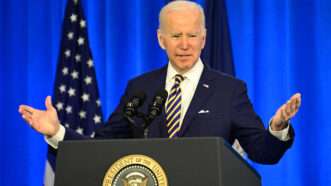 Joe Biden speaks at podium | Ron Sachs / CNP / SplashNews/Newscom