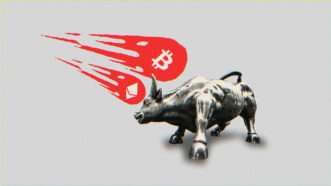 Bitcoin vs. the stock market bull | Illustration: Lex Villena; Andrew Kazmierski, Dreamstime