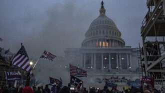 Rioters outside the U.S. Capitol on January 6.