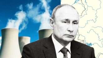 Vladimir Putin and a nuclear power plant | Illustration: Lex Villena; Joedeer, Presidential Executive Office of Russia
