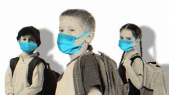 School kids wearing face masks