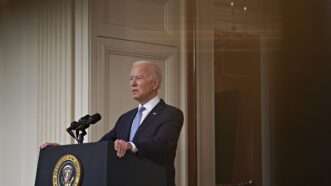 President Joe Biden speaks at the White House about the Afghanistan withdrawal in August 2021