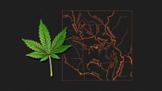 A marijuana leaf and the state of Missouri.