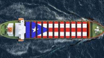 Freighter with Puerto Rico flag