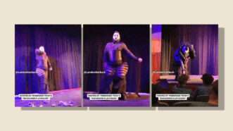 Screenshots of a drag performance