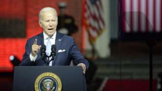 Biden giving his "soul of the nation" speech | BONNIE CASH/UPI/Newscom