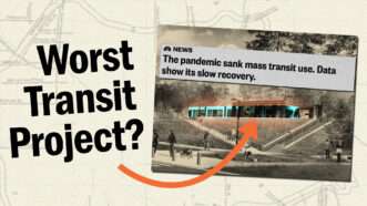 a picture of a streetcar with a headline over it next to the words 'worst transit project?'