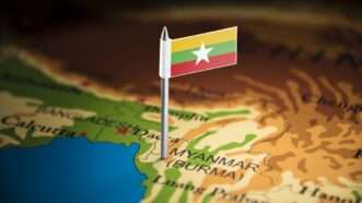 Myanmar flag and map | Butenkow / Dreamstime.com