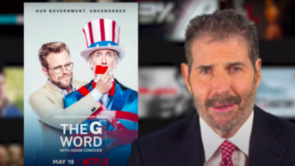 "The G Word" cover overlaid on a photo of John Stossel