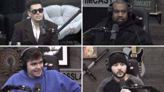 Clockwise from top left: Milo, Ye, Tim Pool, Nick Fuentes | timcast