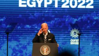 President Biden speaking at COP27 in Sharm el-Sheikh, Egypt. | (Kareem Ahmed/UPI/Newscom)