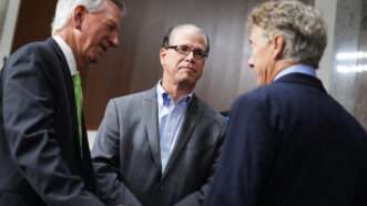 Sens. Tommy Tuberville (R-Ala.), Mike Braun (R-Ind.), and Rand Paul (R-Ky.). | Tom Williams/CQ Roll Call/Newscom