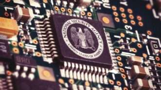 Microchip with National Security Agency logo | Badboo / Dreamstime.com