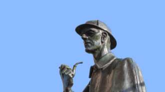 A sculpture of Sherlock Holmes on London's Baker Street.