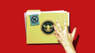 Confidential documents in folder guarded by a hand | Illustration: Lex Villena