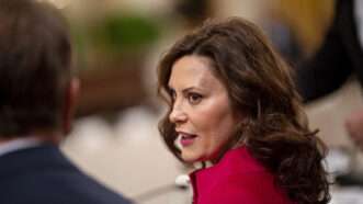 A side profile photo of Michigan Governor Gretchen Whitmer | Andrew Harrer - Pool via CNP/picture alliance / Consolidated News Photos/Newscom
