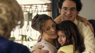 Rachel McAdams, Benny Safdie, and Abby Ryder Fortson in "Are You There, God? It’s Me, Margaret"