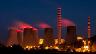 Nuclear power plants at night