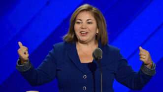 Rep. Linda Sanchez speaks at the 2016 Democratic National Convention. | Consolidated News Photos/Newscom