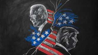 Illustrative images of Joe Biden and Donald Trump.