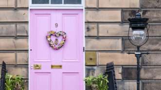 Pink door in Edinburgh, Scotland