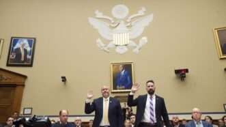 IRS whistleblowers Gary Shapley and Joseph Zeigler being sworn in before their Congressional testimony. | Rod Lamkey/ZUMAPRESS/Newscom