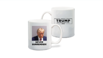 Trump mug shot mugs available on Trump's campaign store | Screenshot via Winred.com