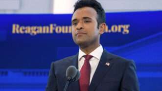 Republican presidential candidate Vivek Ramaswamy speaks at the second GOP presidential debate | Brian Cahn/ZUMAPRESS/Newscom