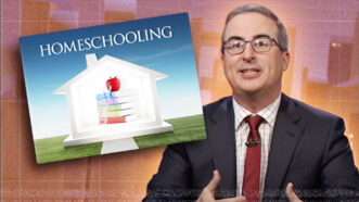 John Oliver presents a segment on homeschooling on the HBO show "Last Week Tonight with John Oliver" | Illustration: Lex Villena; HBO