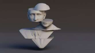 An illustration of a bust sculpture of Vladimir Putin dissected | Illustration: antipolygon-youtube/Unsplash