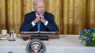Joe Biden delivers remarks from a lectern at a White House summit | Shawn Thew - Pool via CNP / MEGA / Newscom/RSSIL/Newscom