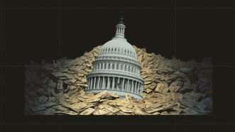 The Capitol Building being overtaken by money | Illustration: Lex Villena