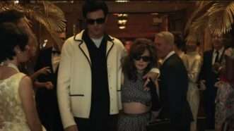 Elvis Presley (Jacob Elordi) and wife Priscilla (Cailee Spaeny) in a shot from the film "Priscilla" | A24/Priscilla