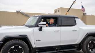 Joe Biden in an electric Hummer |  Adam Schultz/ZUMA Press/Newscom