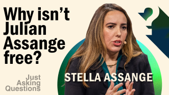 Stella Assange on episode 3 of Just Asking Questions | Illustration: Lex Villena