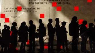 Silhouettes of people against a court document | Illustration: Lex Villena