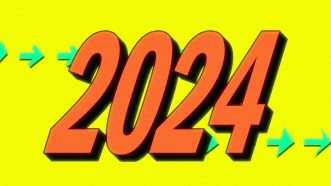 2024 in orange letters against a yellow background with green arrows | Lex Villena