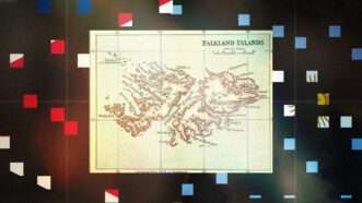 Falkland Islands on a map against a black background with colorful boxes against it | Lex Villena