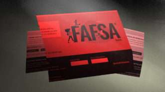 FAFSA form in red. | Illustration: Lex Villena; Department of Education