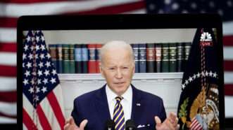 Joe Biden speaking at a microphone |  Liu Jie / Xinhua News Agency/Newscom