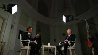 Tucker Carlson interviewing Russian President Vladimir Putin | Apaimages/SIPA/Newscom